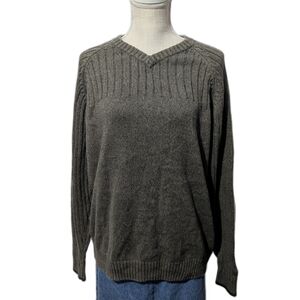 Vintage Columbia Muted Olive Green Brownish V Neck 90s Style Grunge Mens Large